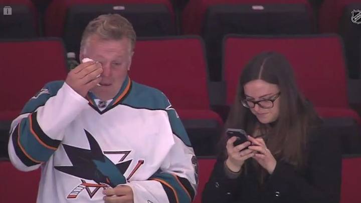 Sharks goalie records shutout in NHL debut, dad cries in celebration
