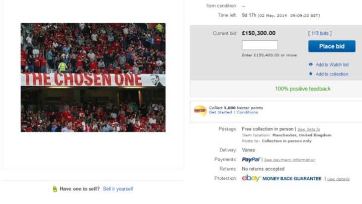 The David Moyes Joke Continues: Chosen One Banner for Sale on eBay