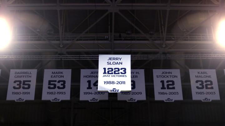 Jazz honor Hall of Fame coach Jerry Sloan by raising '1,223' banner