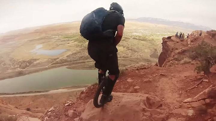See what it's like to unicycle through the mountains of Moab, Utah