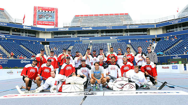 Photos: Federer plays hockey versus team of NHL stars Photos: Federer plays hockey versus team of NHL stars