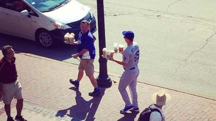 Dodgers haze rookie Joc Pederson with Starbucks run