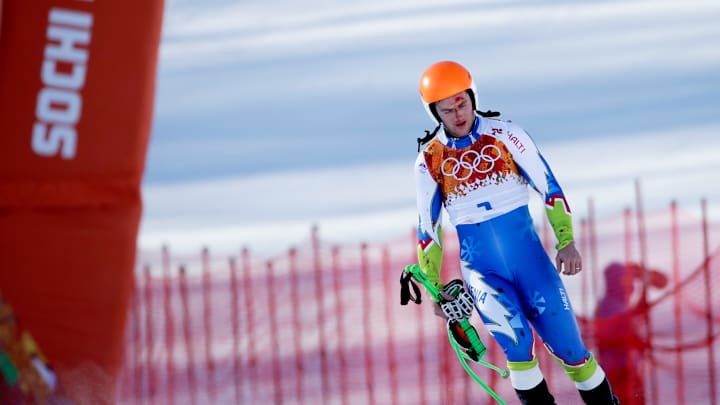 1st man in 3rd training, Slovenia's Perko, falls 1st man in 3rd training, Slovenia's Perko, falls