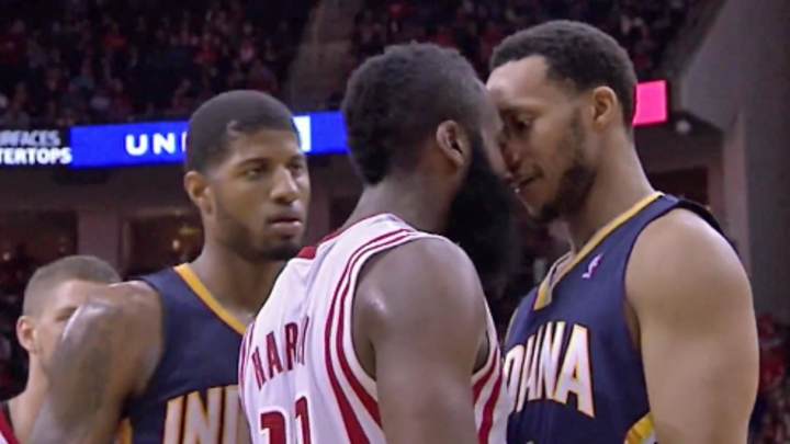 Video: James Harden, Evan Turner draw technicals after head-to-head shoving match