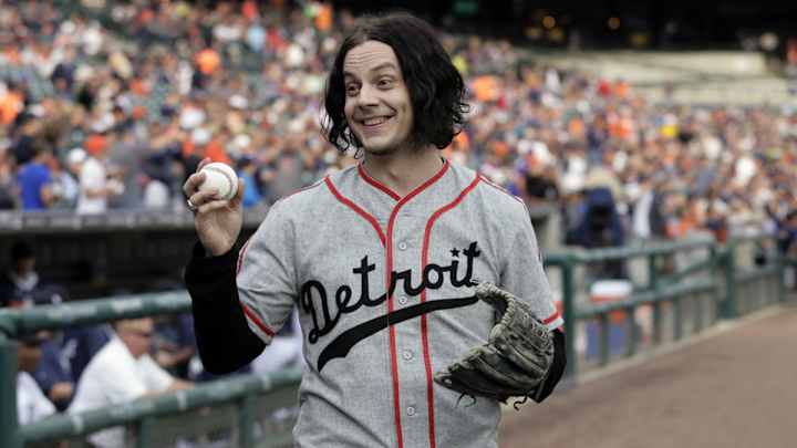 Jack White throws out first pitch at Tigers game, doesn't look miserable Jack White throws out first pitch at Tigers game, doesn't look miserable
