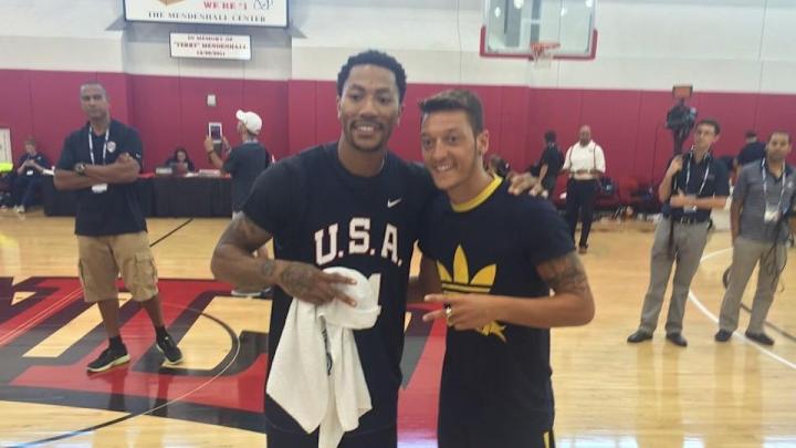 World Cup winner Mesut Özil stopped by the Team USA training camp for the FIBA World Cup
