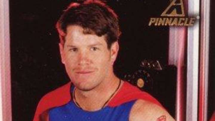 This football card features Brett Favre dressed as Superman