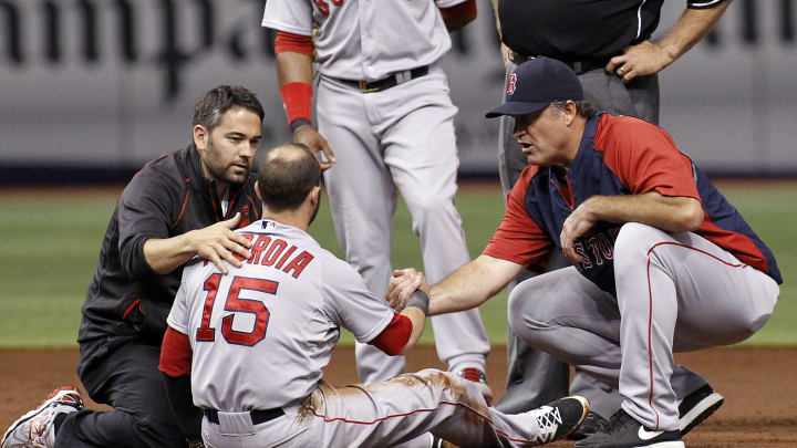 Red Sox 2B Dustin Pedroia exits early with apparent head injury Red Sox 2B Dustin Pedroia exits early with apparent head injury