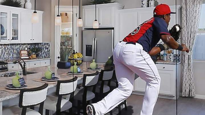 Indians OF Carlos Moncrief Makes Catch in Kitchen Thanks to Optical Illusion