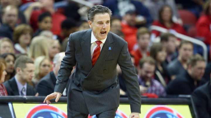 Louisville's Rick Pitino Looks Enraged Sitting Next To Son Who Wore Chicken Suit After Losing Bet