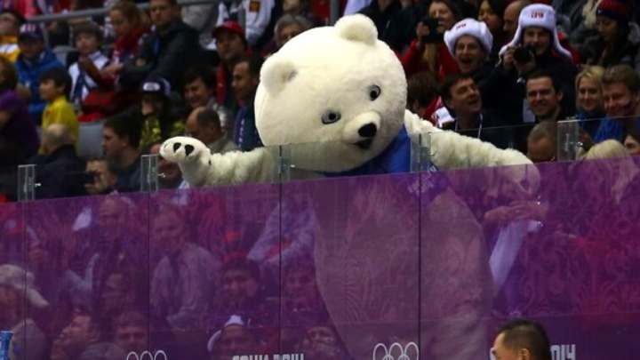 Sochi Bear Mascot Taunts U.S. Hockey Team During Olympic Loss to Finland