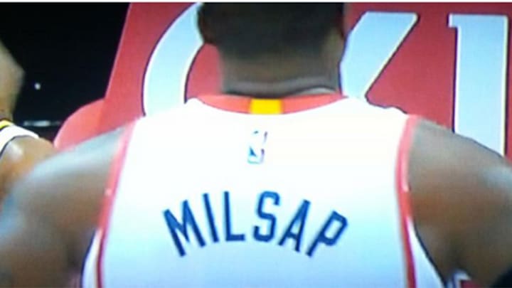 Photo: Hawks' Paul Millsap wears jersey with misspelled name Photo: Hawks' Paul Millsap wears jersey with misspelled name