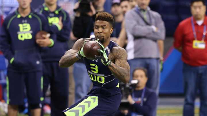 LSU WR Odell Beckham, Jr. leads the charge in Sunday's first combine drills LSU WR Odell Beckham, Jr. leads the charge in Sunday's first combine drills