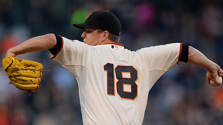 Giants' Matt Cain hit in pitching arm by line drive Giants' Matt Cain hit in pitching arm by line drive