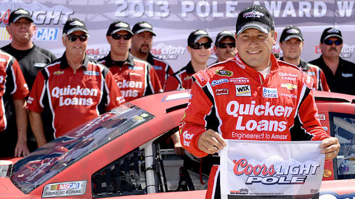 Ryan Newman knocks Jimmie Johnson off of Brickyard pole