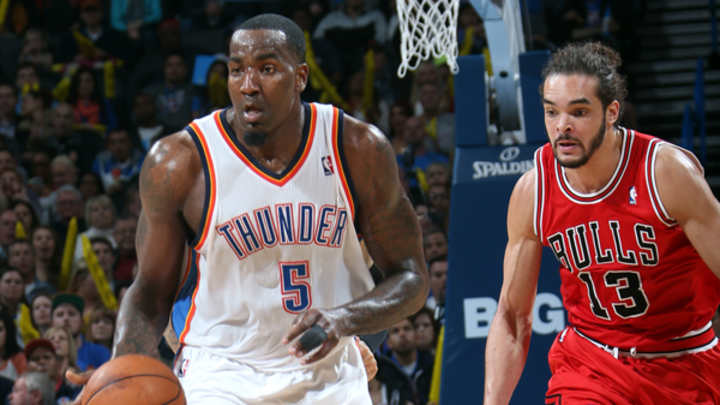 Kendrick Perkins tells Joakim Noah to 'get your a-- up out' of Thunder locker room