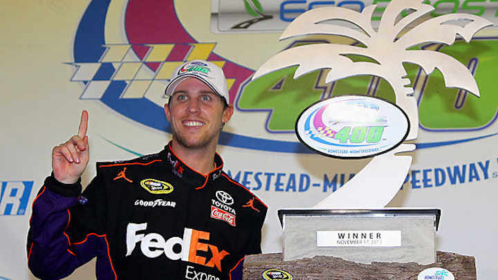 Denny Hamlin wins a Cup race for 8th consecutive year
