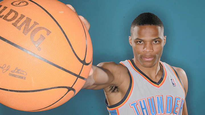 Russell Westbrook participates in part of Thunder practice