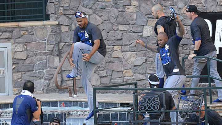 Watch: Dodgers anger D-backs by celebrating NL West title in Chase Field pool Watch: Dodgers anger D-backs by celebrating NL West title in Chase Field pool