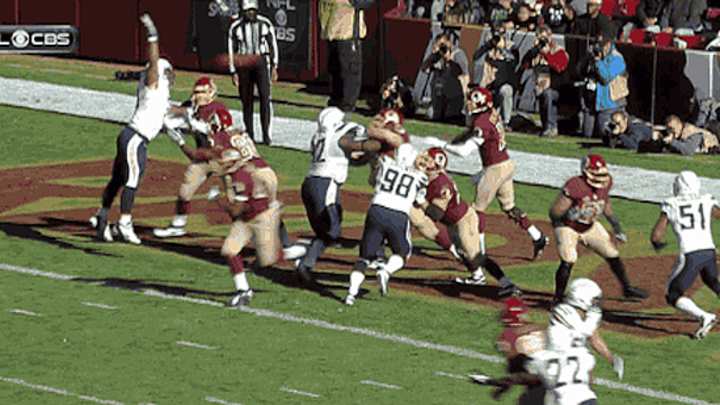 Robert Griffin III intercepted in his own end zone on crazy play against Chargers