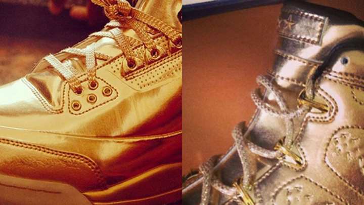 Usher Received Two Pairs of Custom Gold-Plated Air Jordans Usher Received Two Pairs of Custom Gold-Plated Air Jordans