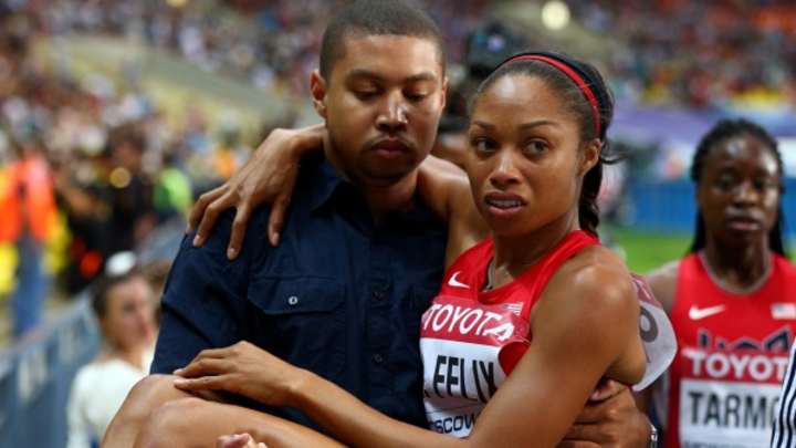Olympic gold medalist Allyson Felix tears hamstring at World Championships