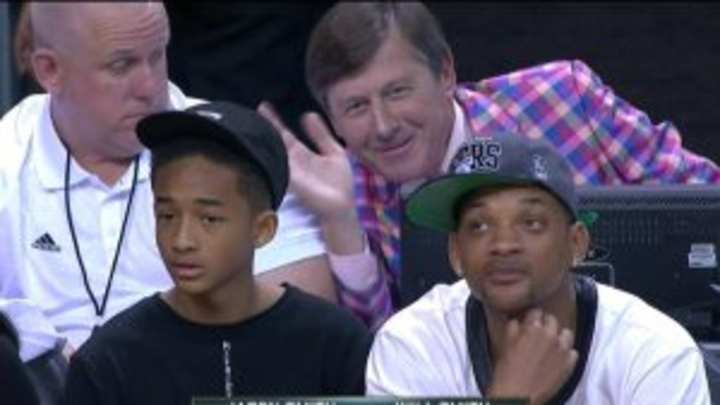 Be-checkered Craig Sager Photobombs Will and Jaden Smith's Courtside Movie Promo