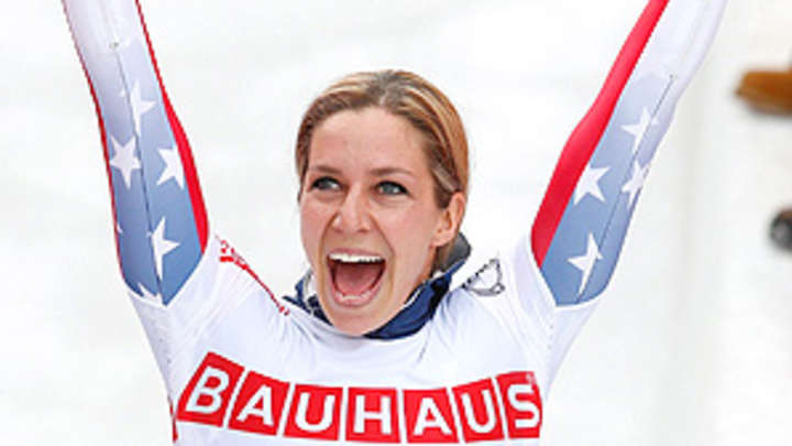 Noelle Pikus-Pace revels in her silver medal at skeleton worlds