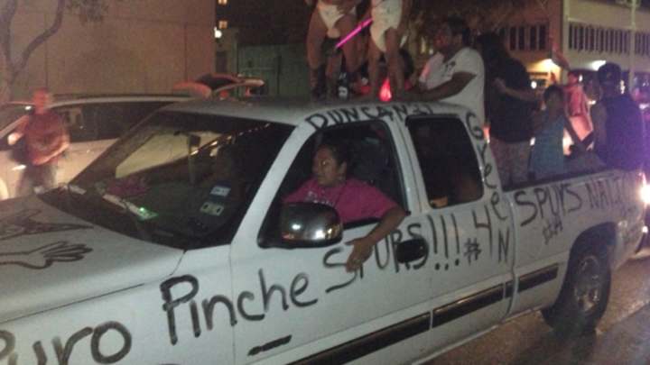 Spurs fans celebrate Game 3 thrashing of Heat in style Spurs fans celebrate Game 3 thrashing of Heat in style