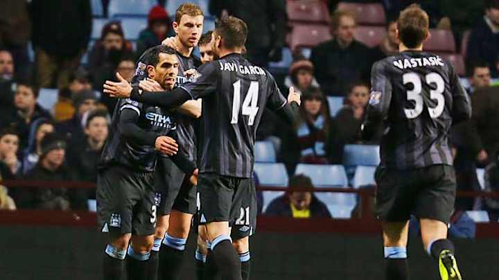 Carlos Tevez, Manchester City beat Aston Villa in Premier League