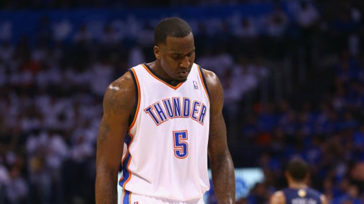 Oklahoma City's Kendrick Perkins leaves game with dislocated finger Oklahoma City's Kendrick Perkins leaves game with dislocated finger