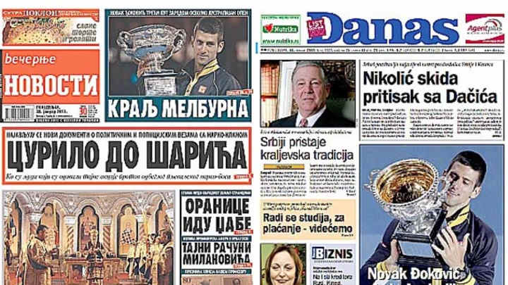 Novak Djokovic on front pages of newspapers across globe