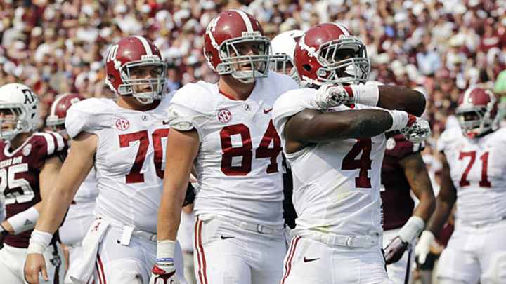 Report: Alabama's T.J. Yeldon suspended for a quarter over throat-slash gesture