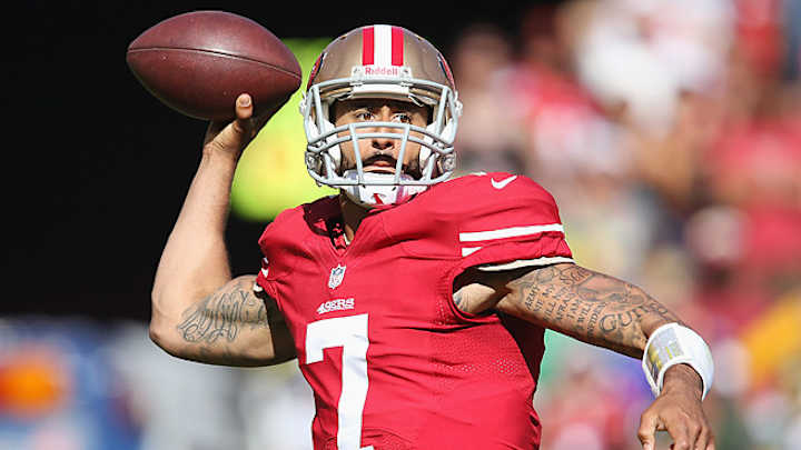 Months after shredding Pack on ground, Colin Kaepernick takes to air