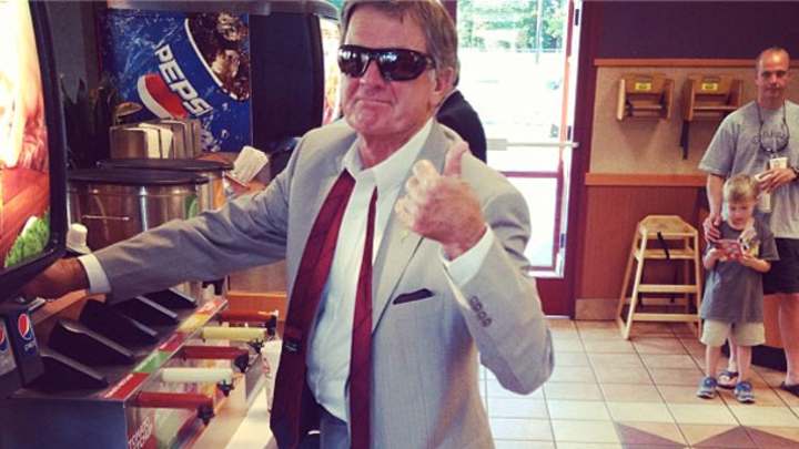 Steve Spurrier and Jadeveon Clowney visit Arby's; the world is better for it Steve Spurrier and Jadeveon Clowney visit Arby's; the world is better for it