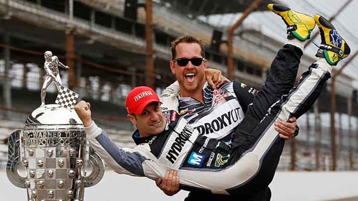 Tony Kanaan savors image on Indianapolis 500 trophy
