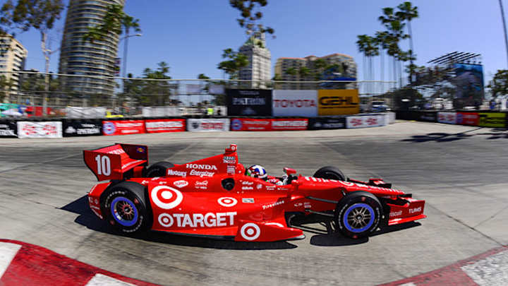 Slumping Dario Franchitti wins pole in Long Beach