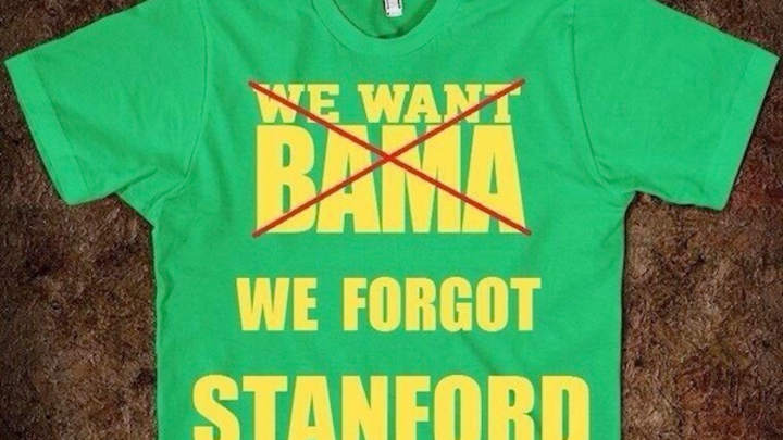 Alabama Fans Mock Oregon Fans with "We Forgot Stanford" Shirts Alabama Fans Mock Oregon Fans with "We Forgot Stanford" Shirts