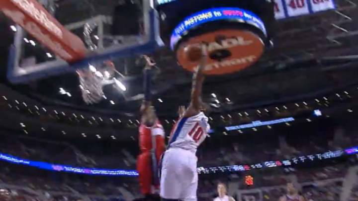 Video: Pistons' Greg Monroe dunks over Wizards' John Wall in transition