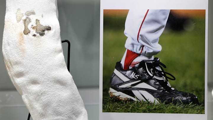 Schilling's bloody sock auctioned as the pitcher battles bankruptcy
