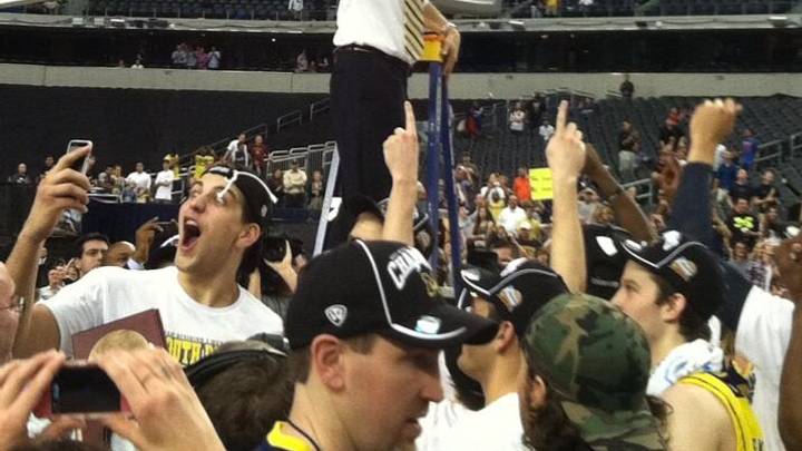 Epic Mitch McGary Photobomb Of John Beilein's Triumphant Moment Epic Mitch McGary Photobomb Of John Beilein's Triumphant Moment