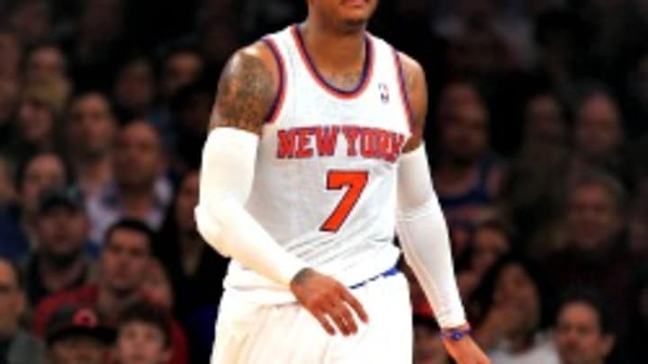 Knicks' Carmelo Anthony has contusion on right bicep; All-Star Game in question