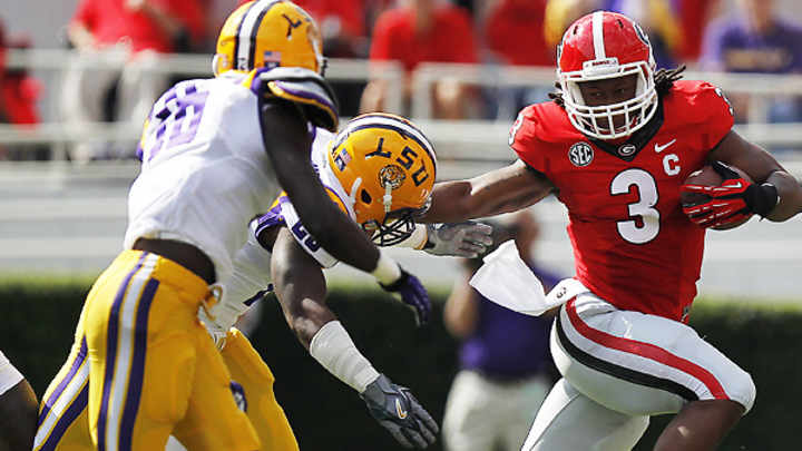 Georgia RB Todd Gurley sprains ankle, leaves game against LSU Georgia RB Todd Gurley sprains ankle, leaves game against LSU