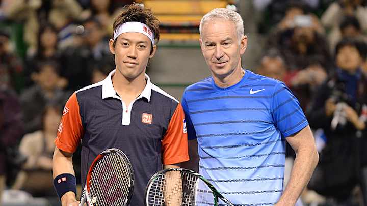 John McEnroe, Kei Nishikori face off in charity match