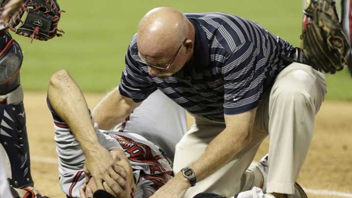 Tim Hudson suffers season-ending ankle fracture on play at first base Tim Hudson suffers season-ending ankle fracture on play at first base