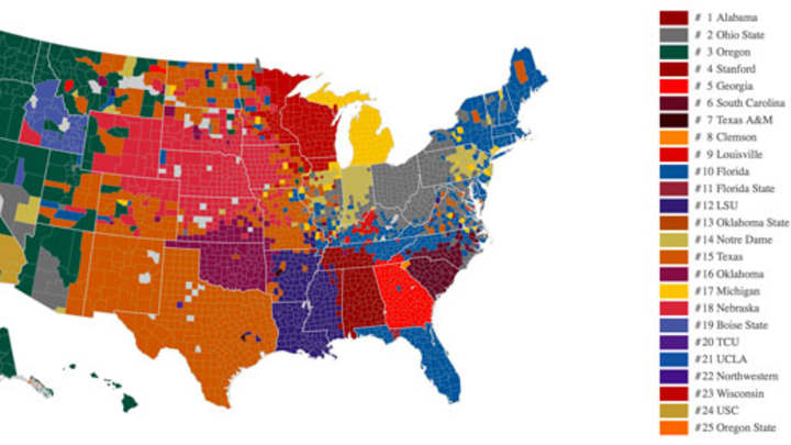 Map matters: Facebook map shows geographic fandom of preseason Top 25