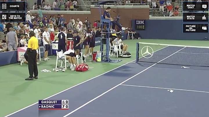 Video: Richard Gasquet throws socks on court after losing set at U.S. Open