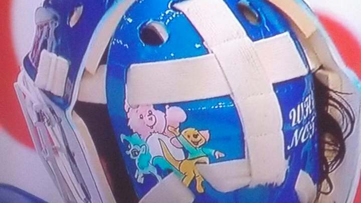 Goalie's Weird Masks Feature Care Bears, Oprah as Mrs. Potato Head