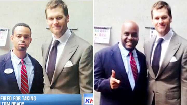 Security guards at Reliant Stadium say they were fired for taking photos with Tom Brady