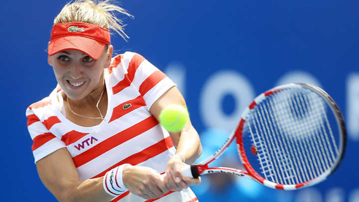 Vesnina dethrones Barthel to win first WTA title Vesnina dethrones Barthel to win first WTA title